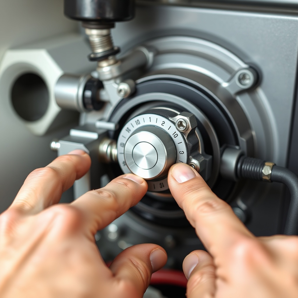 <A photorealistic photo of an RV generator's throttle linkage and governor assembly