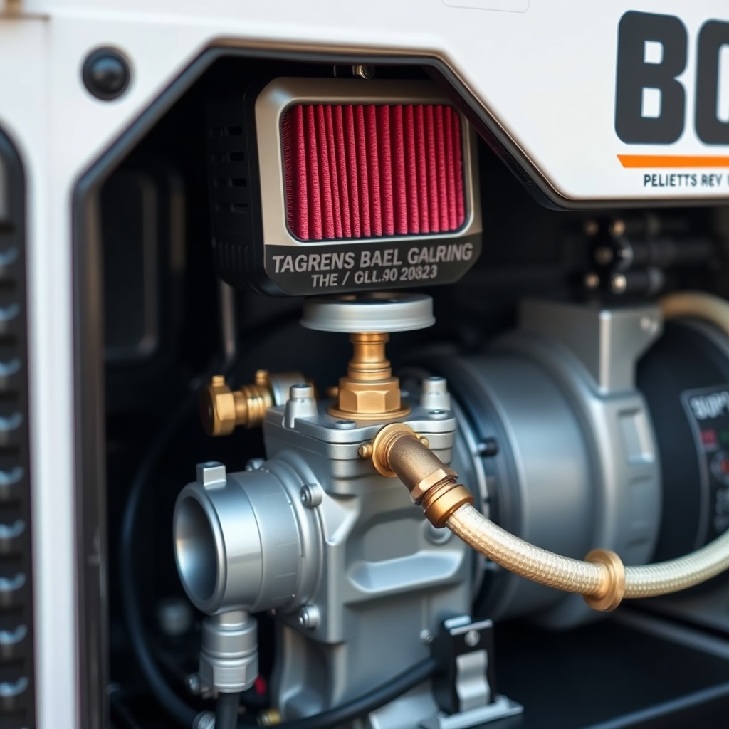 <A photo of an RV generator with its air filter removed